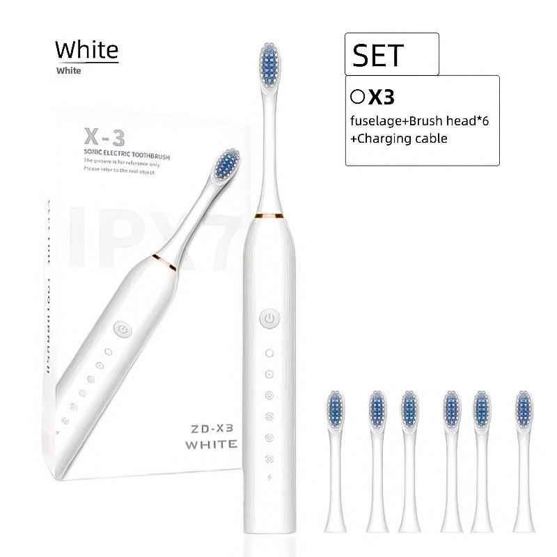 Electric Toothbrush, Rechargeable Model, Universal Soft Bristle Brush for Adults and Children, Portable Travel Set for Home Use, Toothbrush.