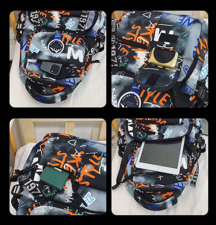 Spot Graffiti Streetwear Lightweight Backpack for Students & Casual Use