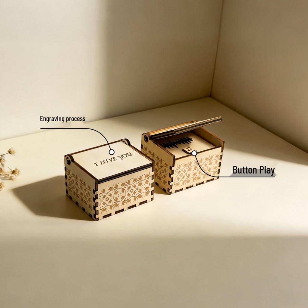 Engraved Wooden Music Box - Eight-Tone Mother's Day & Birthday Gift with Custom Photo