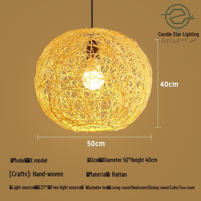 Zen Style Bamboo Rattan Pendant Light for Tea Rooms and Restaurants