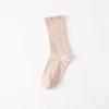 Ladies Spring and Autumn Solid Color All Build College Style Draw A Wooden Ear Side In The Tube Cotton Socks