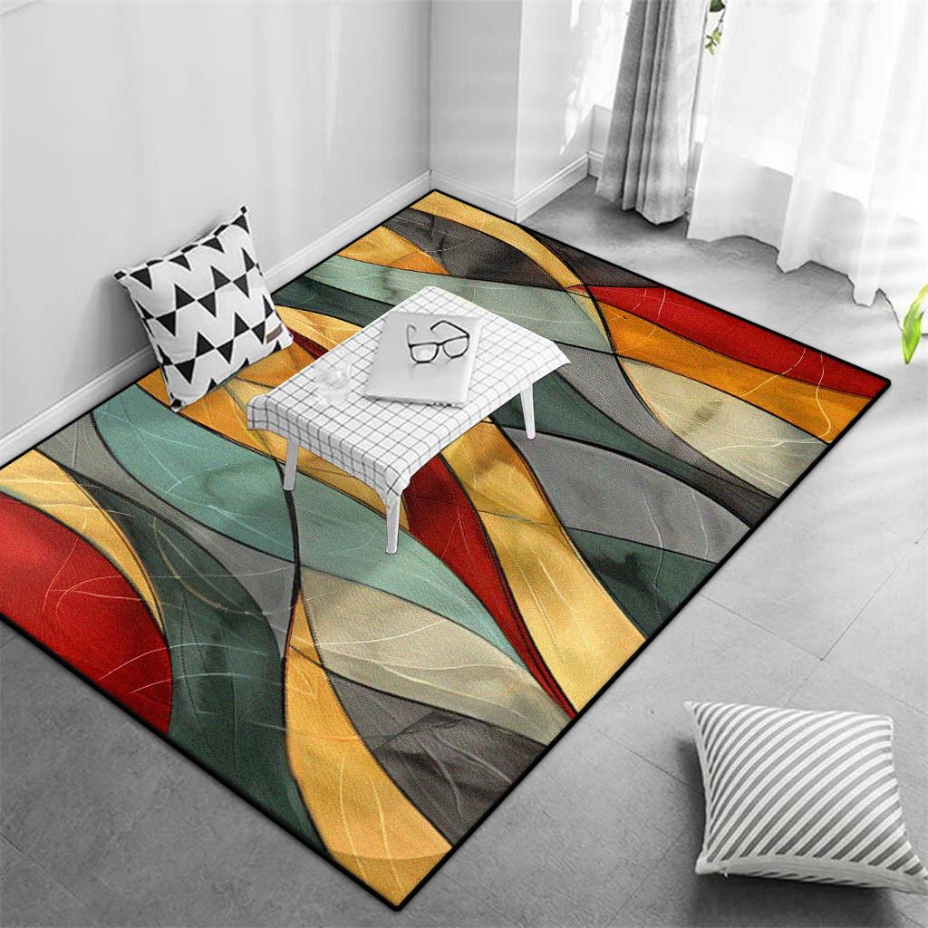 Modern Abstract Big Size Decorative Rug for Living Room Non-slip Easy Cleaning Coffee Tables Mat Office Cloakroom Carpet Flannel