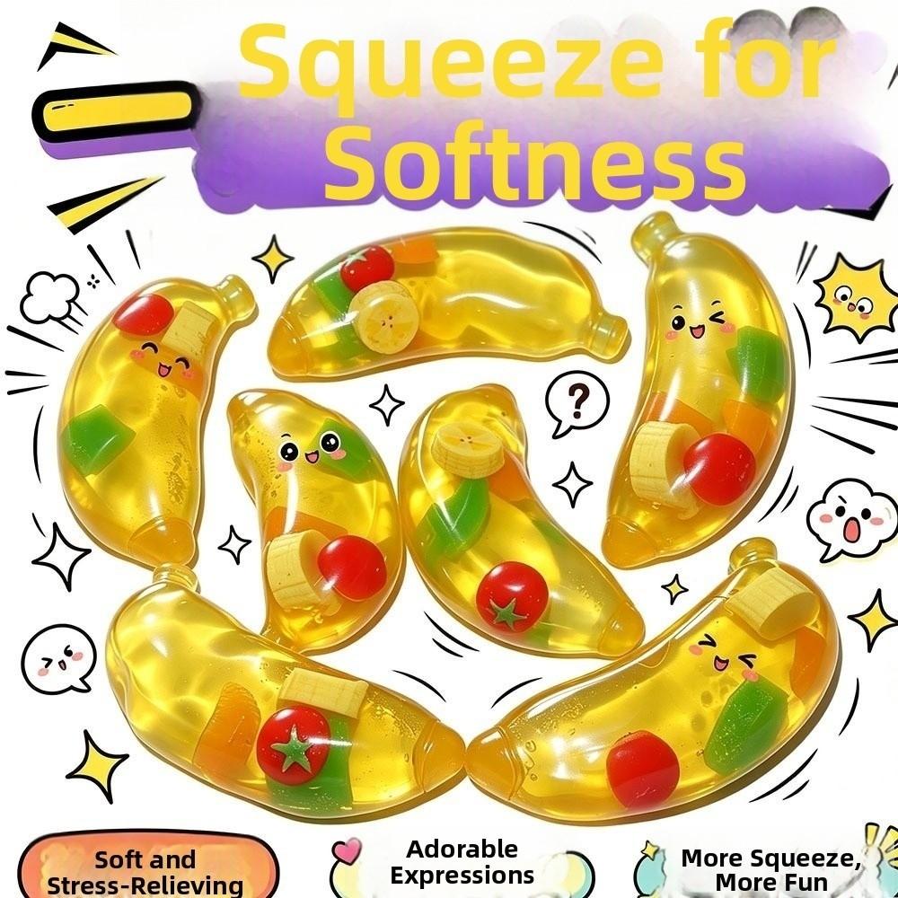 Simulated Fruit Simulated Banana Vent Toy TPR Fruits Pinch Toy Banana Squeeze Toy  Office Desk Toy