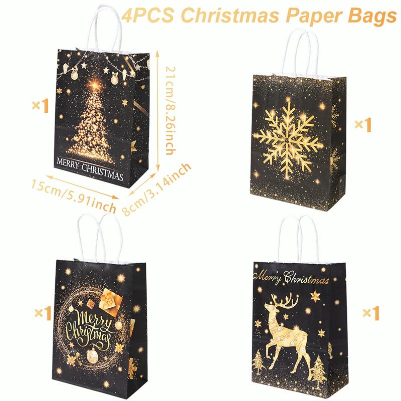 Christmas Kraft Paper Gift Bags Xmas Candy Cookies Gift Tote Bag Christmas Decoration 2025 for Home Navidad Noel New Year 2025