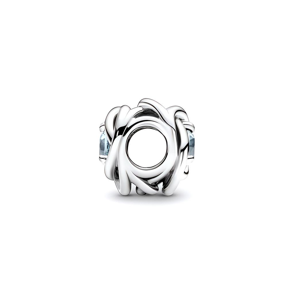 Pandora Moments Fashion Versatile Simple Eternal Loop 925 Silver Glass Charm Women Charm 790065C09