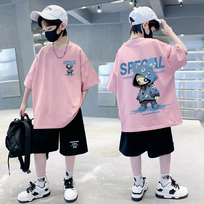 Korean Children's Clothes Boys Hip Hop Cartoon Graphic T Shirts Girls Short Sleeve Children Top Baby Summer Clothes