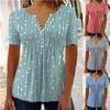Spring Summer Women's V Neck Polka Dot Short Sleeve Shirt Casual Fashion Versatile Top for European American