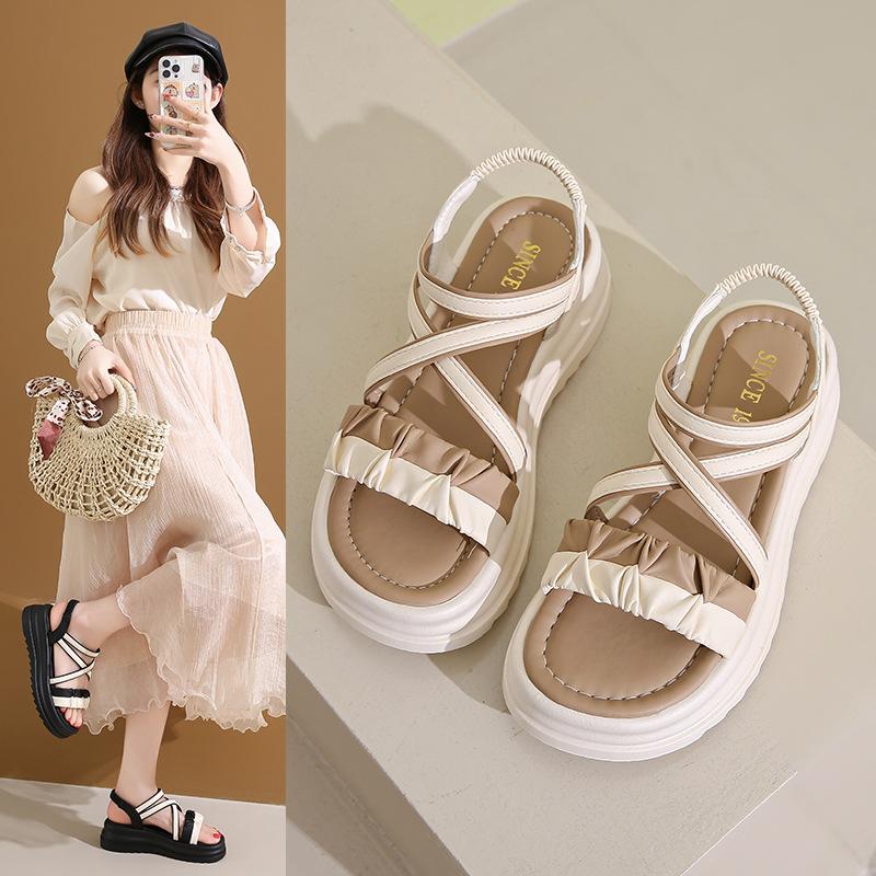 Feenwind-Sandalen Damen neu Sommer Plateau Nische Römerschuhe Kreuzriemen Strandschuhe Damen