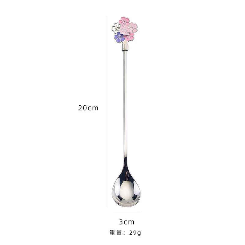 Creative 304 Stainless Steel Spoon Cherry Blossoms Spoon Coffee Dessert Spoon Christmas Gifts Tableware Decoration Tea Spoon