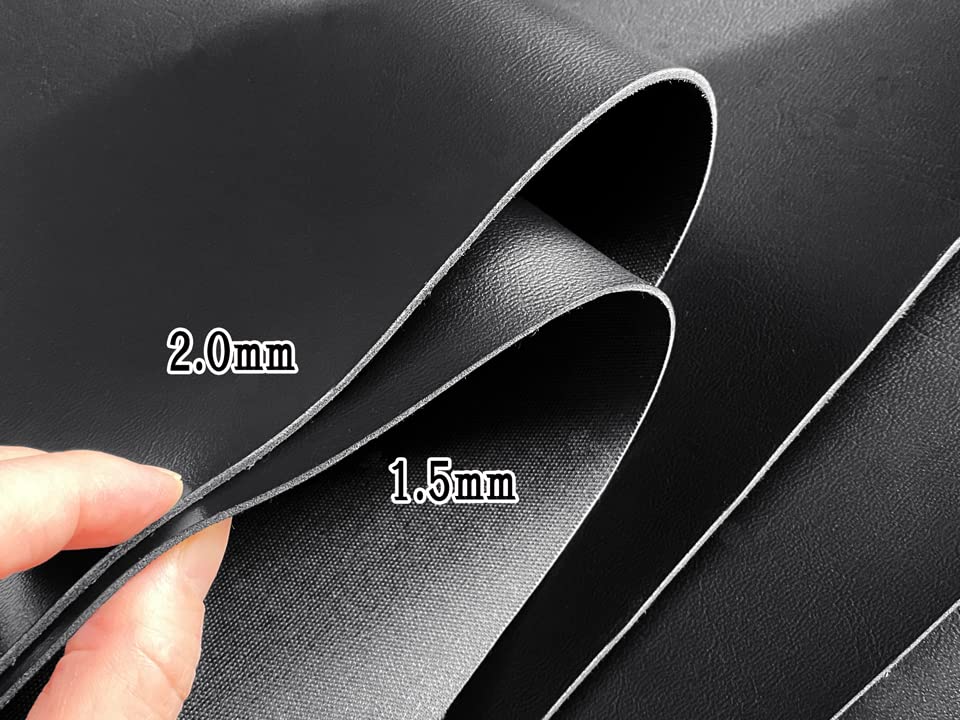 Thick synthetic leather fabric 92 x 43cm (black, 1.5mm thick)