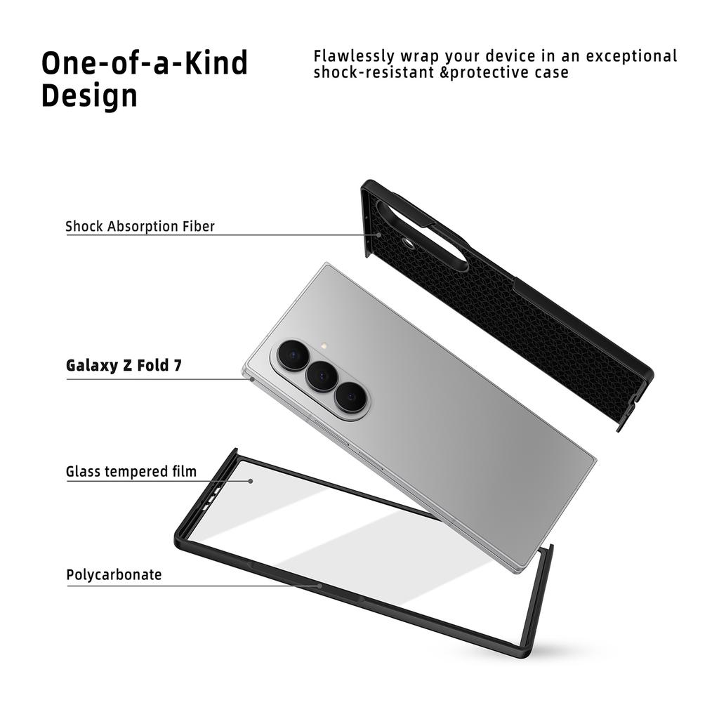 Color Collision Design PU Leather Full Cover Phone Case Cover With Screen Glass Film For Galaxy Z Fold 7 Fold 6 Fold 5 Case