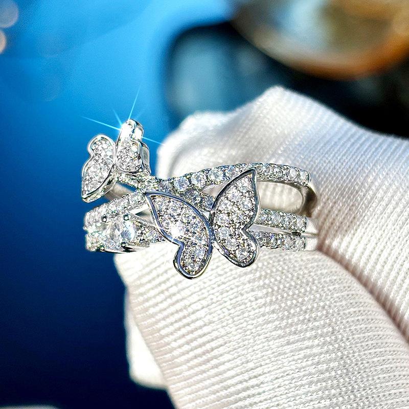 Butterfly Multi-Layer Design Ring, Fresh And Sweet Ring For Women