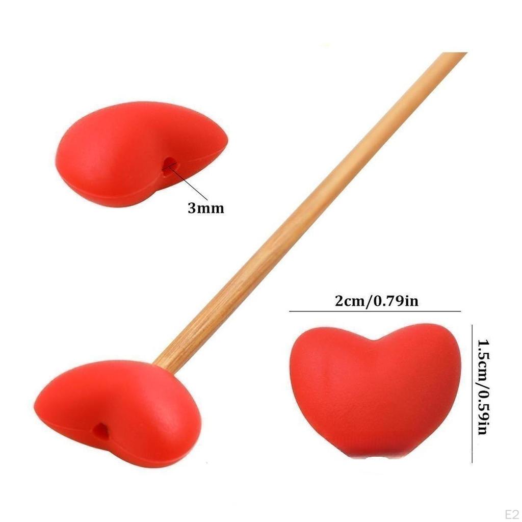 6 sztuk silikonowych nakładek na druty dziewiarskie 3 mm otwór wzór serca