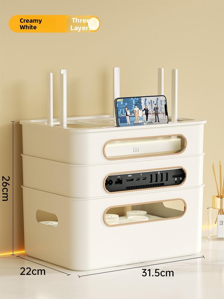 Wireless Router Storage Box TV Box Organizer Cable Management PVC Holder Living Room Solution TV Wall Mount Shelf