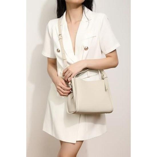 Kyoei-Tech Handbag Ladies High-Quality Genuine Leather Shoulder Bag Formal Carry Crossbody Silk Scarf Ultra-Lightweight 592g Self-Standing Stylish