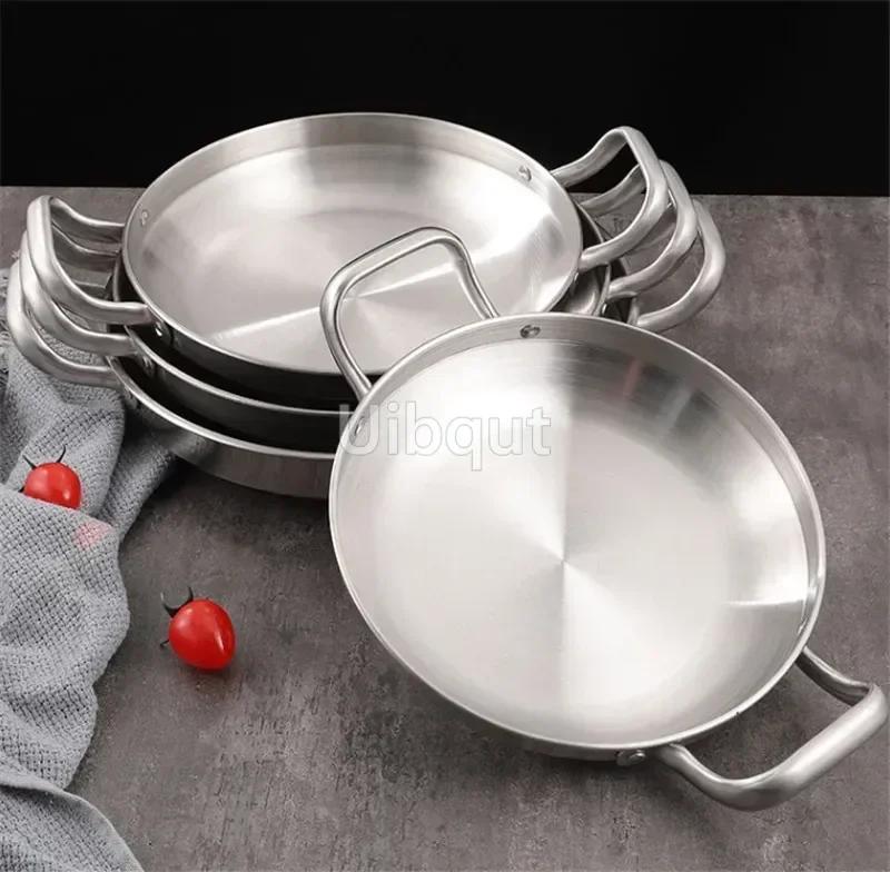 Stainless Steel Gold Golden Seafood Rice Pot Home Cooking Paella Pan Picnic Snack Plates Cookware Saucepan Dry Pots with Handle
