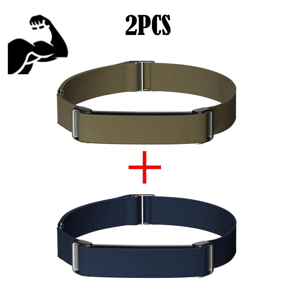 2 Stück Sport-Nylon-Armband für Google Fitbit Air Integriertes Metallrahmen-Armband Verstellbare Schiebeschnalle Weiches atmungsaktives Armband