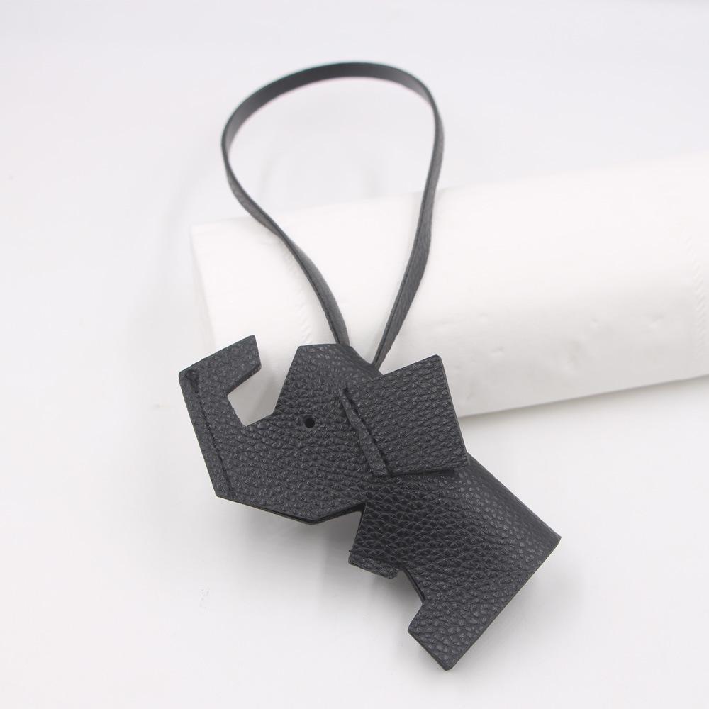 Litchi Pattern Elephant PU Leather Lanyard Bag Charm - Cute Backpack Pendant