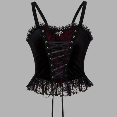 Velvet Lace-up Gothic Corset Camisole - Halloween Style