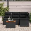 VidaXL Ensemble de canapé de jardin 5 pièces avec coussins Noir Poly Rotin Acacia 3347324