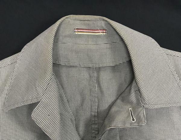 PS Paul Smith / Cotton Balmacaan Coat / Outerwear [Men's L / Black & White Houndstooth] Polyurethane Coated / Authorized Dealer Tag(USED)