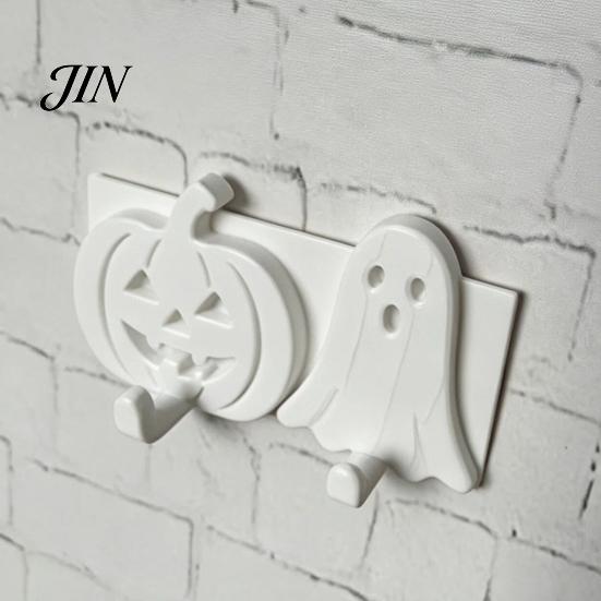 Door And Tile Hook Pumpkin Ghost Key Hook, 3D Printed Halloween Wall Decor, Cute Hooks Self Adhesive Holder, No Drill Hanging Relief