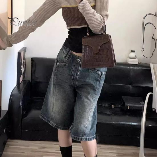 Short En Jean Déchiré Pour Filles - Taille Haute élastique - Pantalon