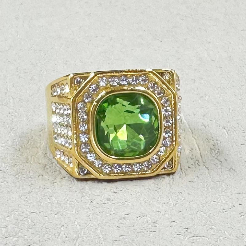 Hip hop Fashion Men's Classic Gold Color Ring Luxurly  rhineStone Rings for Men Party Wedding Ring Anniversary Gift