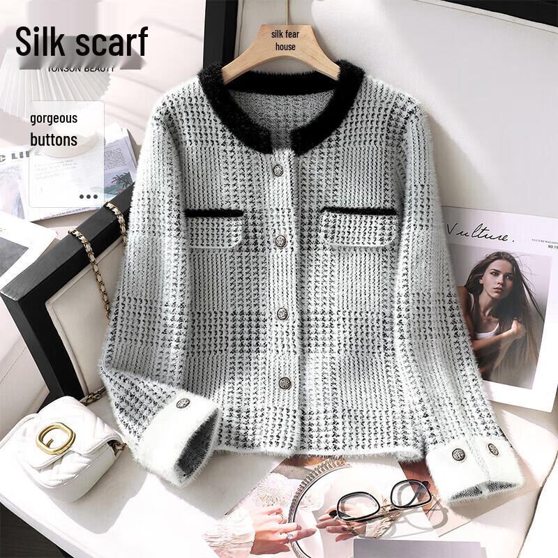 

Cypress Home Women s Houndstooth Loose Fit Jacket One Size