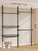 Floor-Standing Clothes Rack: Bedroom Hanger, Retractable Drying Rod, Coat & Hat Rack.