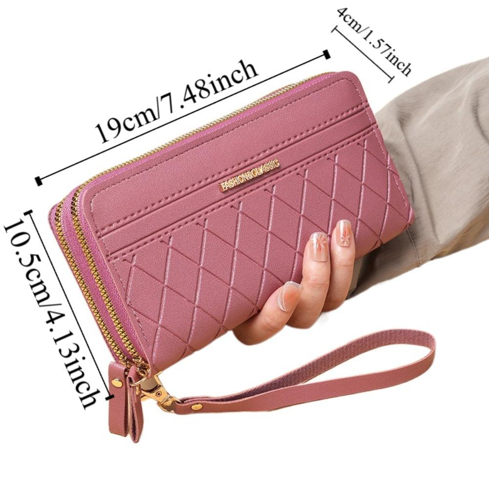 Long Women's Clutch Bag Pu Leather Mobile Phone Bag Simple Lady Long Wallet  Card Holder