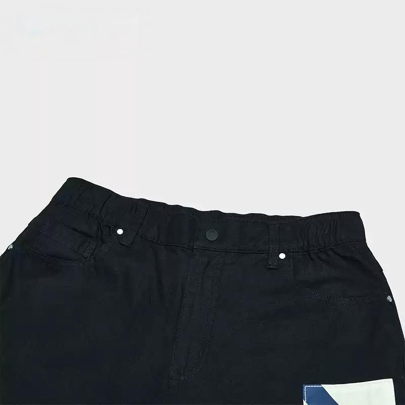 FILA Fusion X Facetasm Color Block Mid-Rise Retro Cuffed Knit Joggers Men bottoms Black T11M417801F-BK