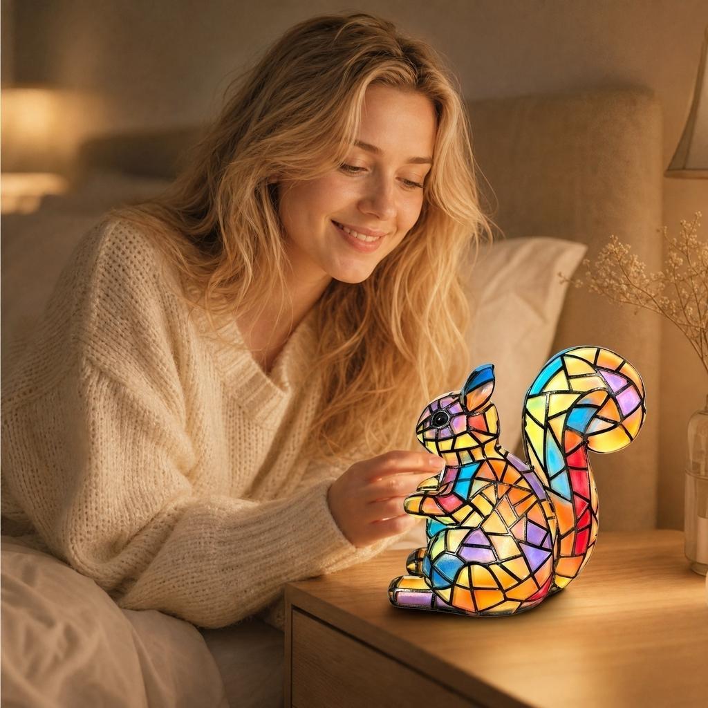 Resin LED Figurine Night Light - Cute Animal Desk Decor for Home, 6 Inch Warm Light,