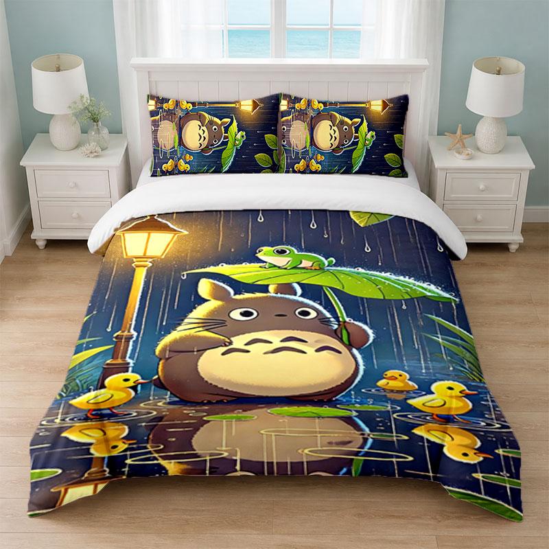 My Neighbor Totoro Bedroom 3Pcs Bedding Set Soft Bed Sheet Pillowcases Home Bedding Decoration
