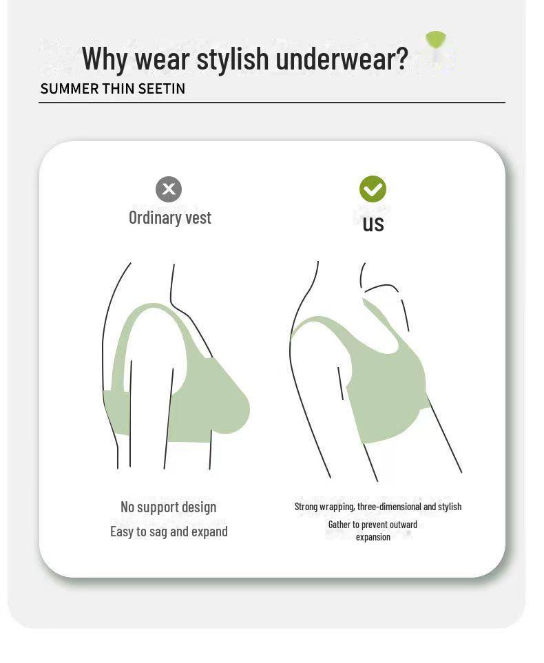 Large Thin Front-Button Bra for Middle-Aged and Elderly Mothers, No Steel Ring, Full-Cup Vest