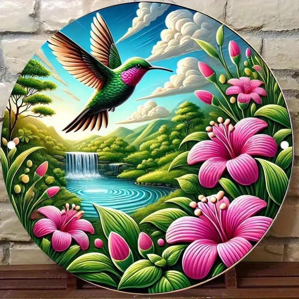 Aluminum Metal Wall Art Nature Design Round Home Cafe Decor