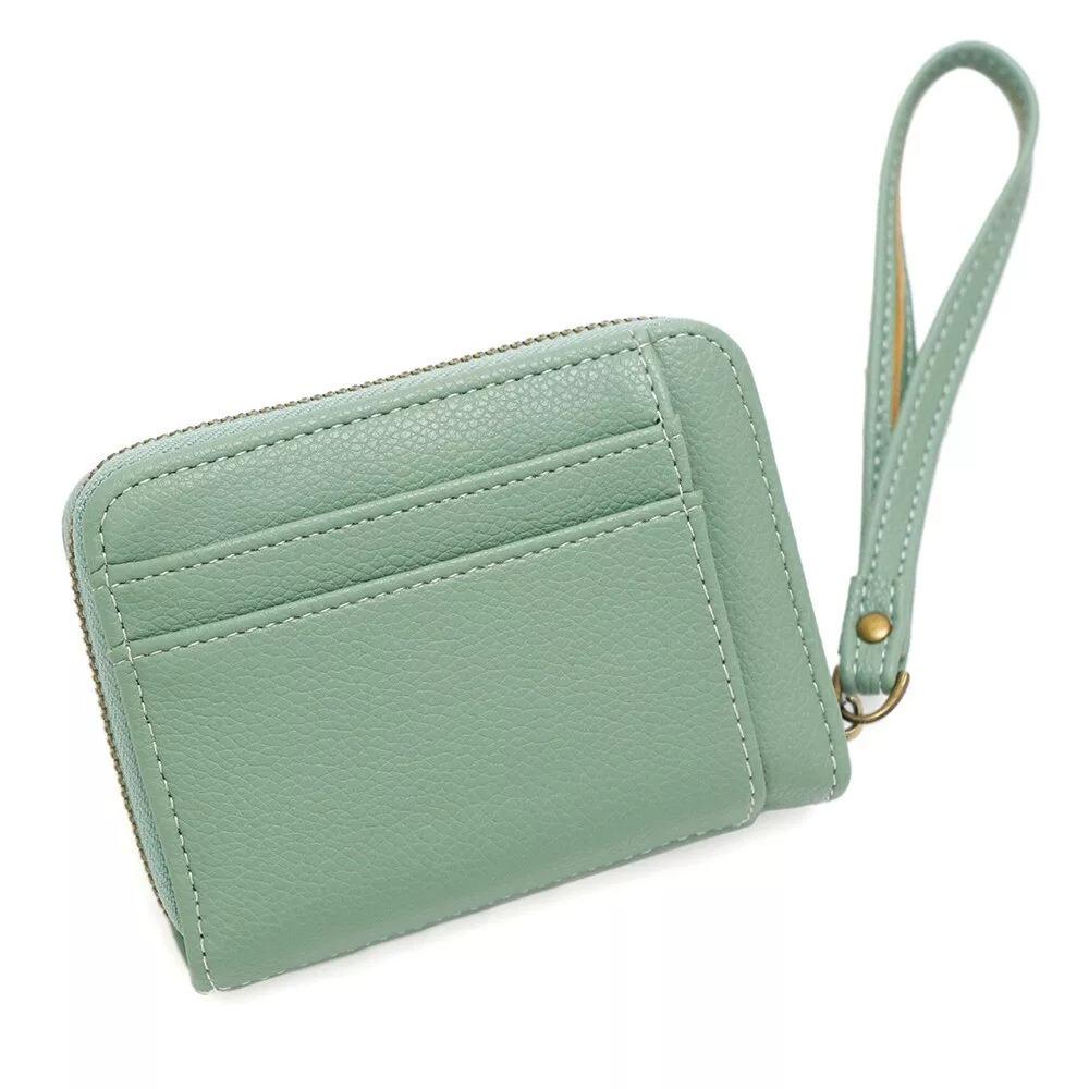 Simple PU Leather Small Short Wallet Multi Slots Solid Color Card Holder Zipper Business Card Case Men Women