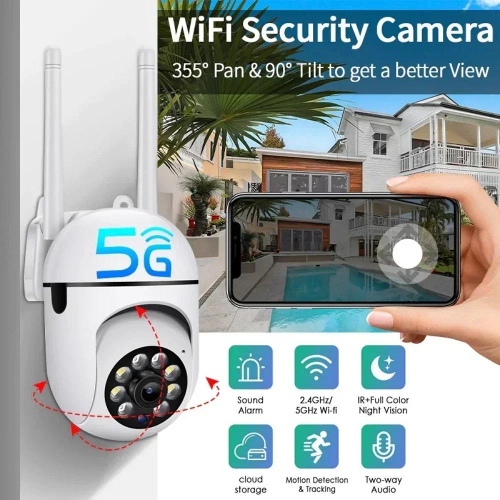 Caméra de Surveillance de Sécurité Sans Fil 8MP PTZ Wifi IP Extérieure Caméras Zoom 4X Suivi Humain IA Audio Bidirectionnel Caméra HD Couleur Nuit Prise UE
