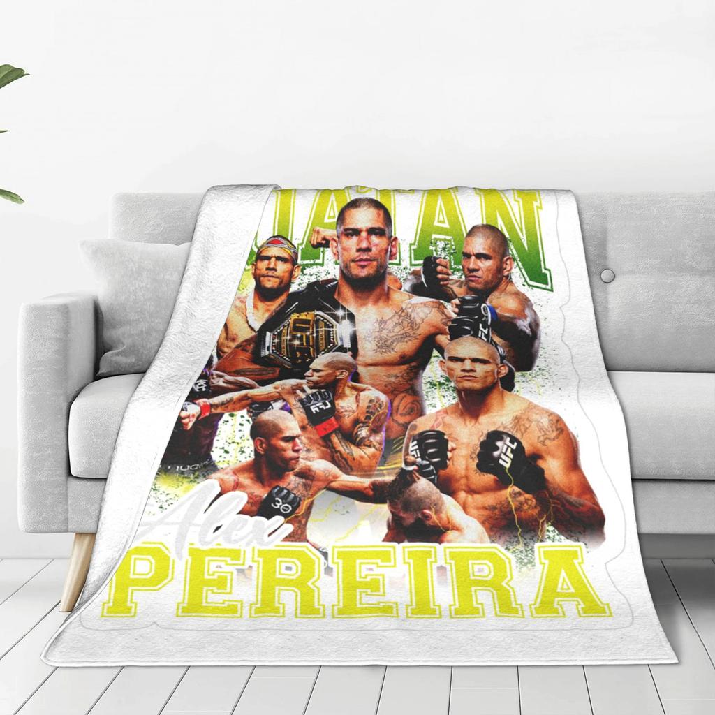 Flannel Throw Blanket Alex Pereira Bootleg Fighter Boxing Warm Plush Blankets Soft Bedspread for Living Room Home Picnic Couch
