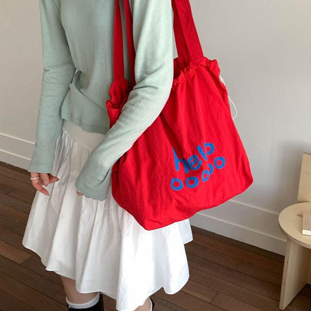 

Light Weight Letter Shoulder Bag Nylon Tote Bags Korean Drawstring Bags Shopping