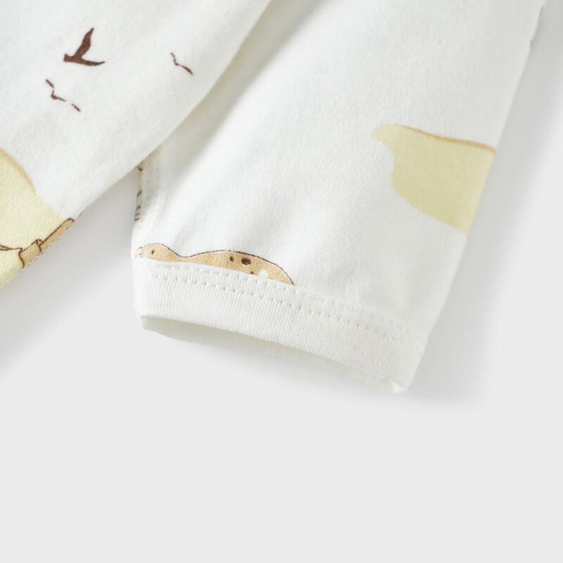 TONGTAI Pure Cotton Long-Sleeve Baby Bodysuit with Double-Layer Belly Protection