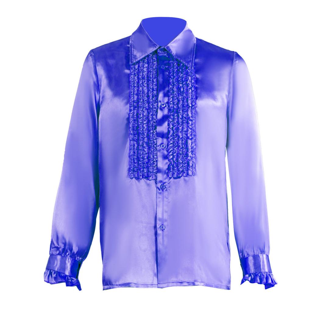 Polyester Satin Ballroom Performance Shirt For Men And Women With Ruffle Details For Halloween Stage Shows