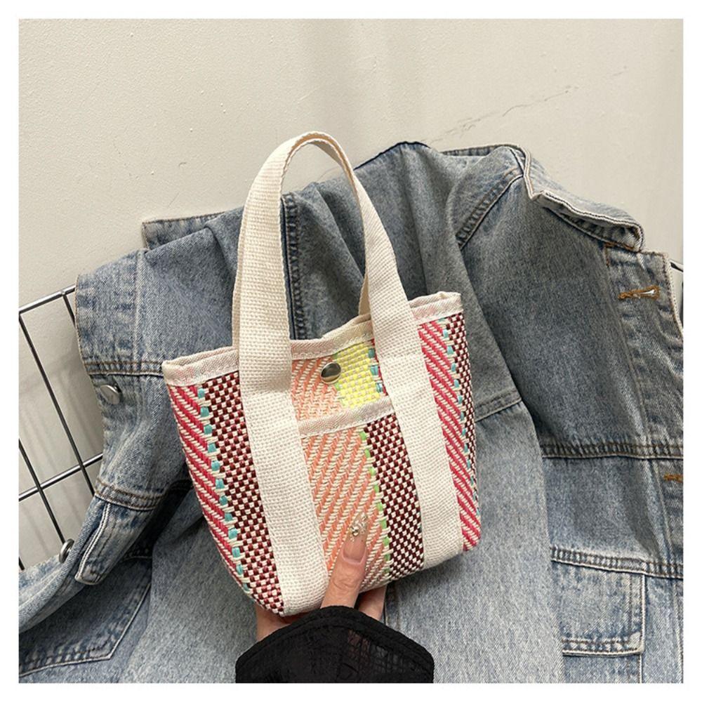 Stripe Straw Bag Large Capacity Tote Bag Portable Lunch Bag  Men