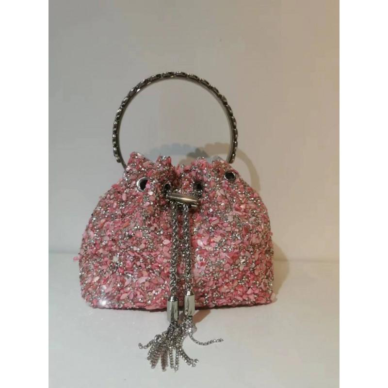 2026 Womens Crystal-Embellished Crossbody Bag Fringe Detail Small Square Shoulder No Top Handle