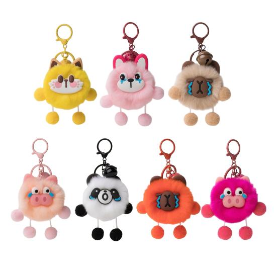Keychain Cartoon Plush Doll Charm Decorative Keychain Soft Stuffed Toy Key Holder Backpack Bag Accessory