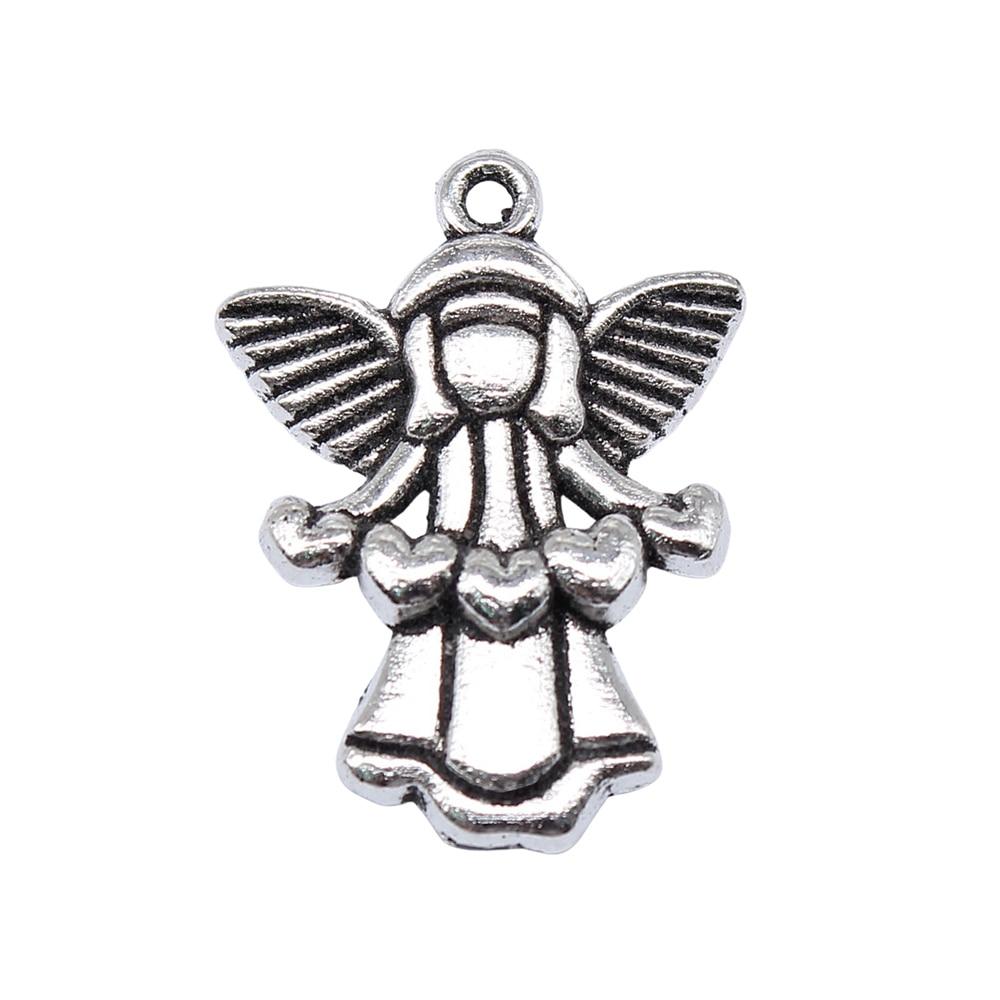 

5шт Подвески в форме сердца с ангелом Подвески античное серебро Цвет цинкового сплава 22X16мм