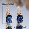 Trendy Crystal Blue Zircon Oval Stone Hoop Earrings For Women Vintage Gold Color Wedding