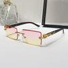 2024 Frameless Leopard Print Square Sunglasses – European & American Style