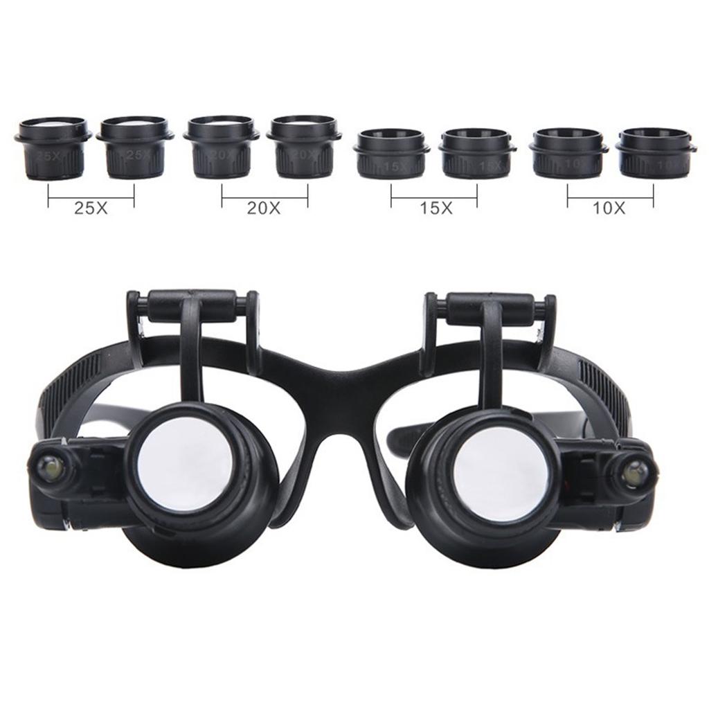 Magnifier High Zoom Headband Eyewear Magnifying Glasses 2 LED Illuminated Magnifier Watch Repair Glasses