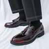 Men's Plus Size Tassel Loafers: Pointed Toe, Slip-On Leather Shoes for Business and Casual Wear In Spring and Autumn.